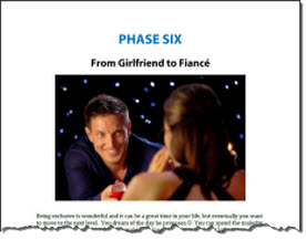 Page 102, the final in their step by step system. Phase Six "From Girlfriend to Fiancé‎".